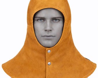 Casco de soldadura ignífugo, gorro de soldador, casco protector de cuero ignífugo para trabajos de soldadura y esmerilado.