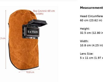 Casco de soldadura de cuero (cristal incluido): resistente a las llamas y protegido del calor.