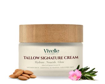 TALLOW SIGNATURE CREAM – 100% Grass-Fed Beef Tallow, Jojoba, Sweet Almond, Frankincense & Botanica oils, Crafted in California – 1.8 oz