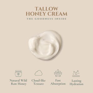 TALLOW HONEY SCENT, Honey Scent Cream, 100% Grass-Fed Beef Tallow, Jojoba, Raw Honey, Sweet Almond, and Frankincense oils –1.8 oz Cream Jar