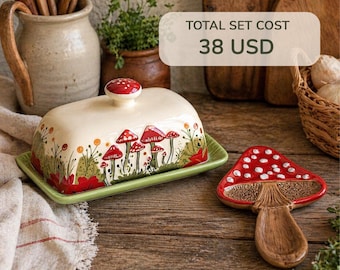 Mushroom Butter Dish Spoon Rest Guide, Cottagecore Kitchen Decor PDF