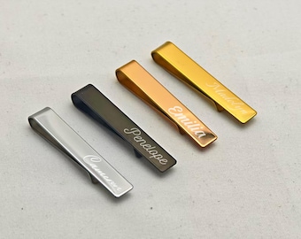 Groomsman & Groom Wedding Tie Clip | Customizable with Role, Name,  Date | Double-Sided Engraving | Best Groomsmen's Wedding Keepsake