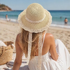 Straw Lace Hat - Etsy