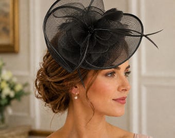 Feather Fascinator Hat for Women, Wedding Tea Party Derby Headpiece