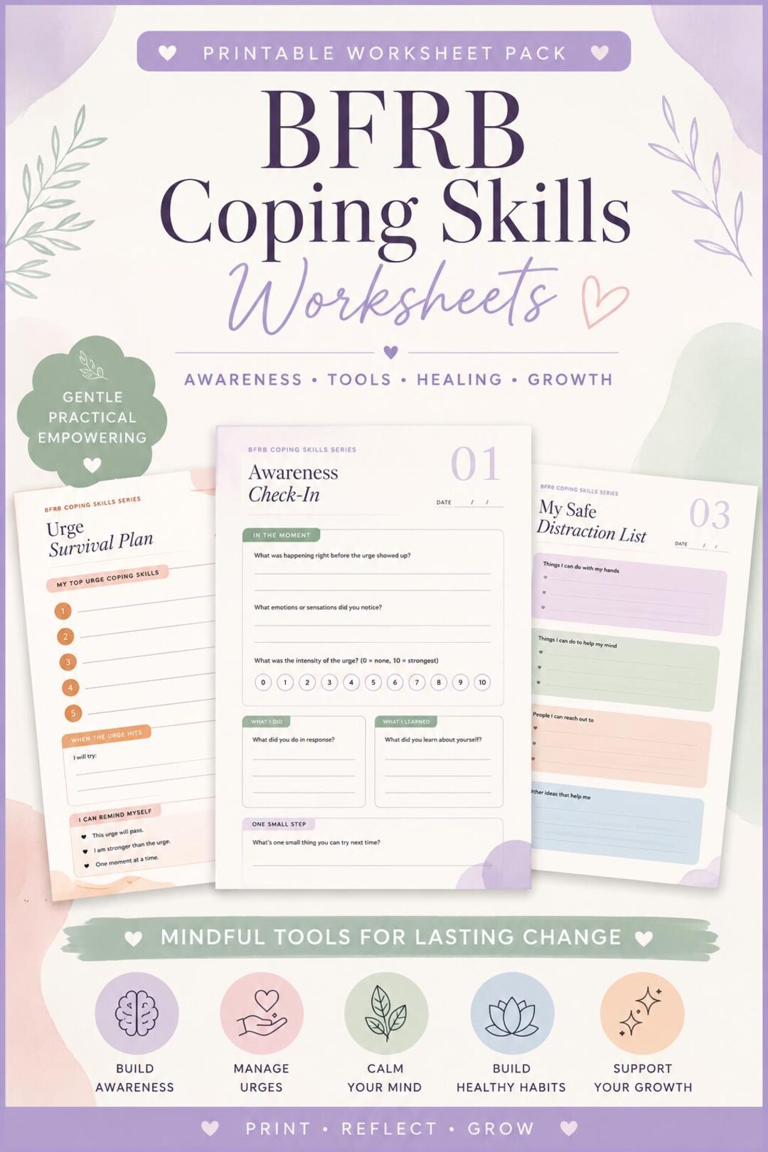 BFRB Coping Skills Workbook Printable Worksheets | Trichotillomania ...