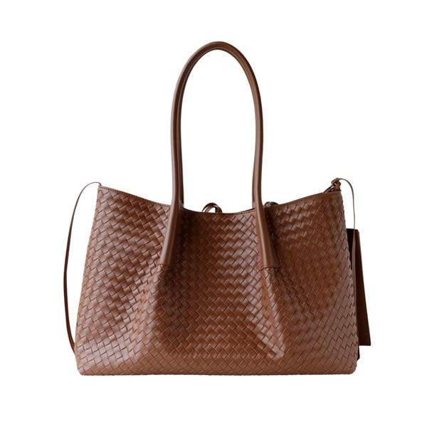 Brown Woven Leather Tote Bag, Large Shoulder Bag for Women, Handmade Leather Purse, Everyday Woven Handbag, Luxury Tote for Work