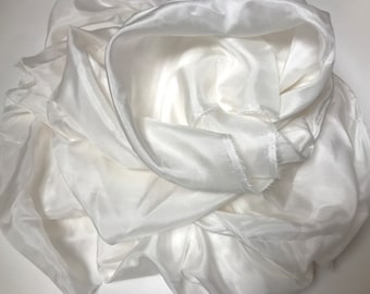 2.75 yards 99x56 inches milky white habotai 100% silk fabric remnant