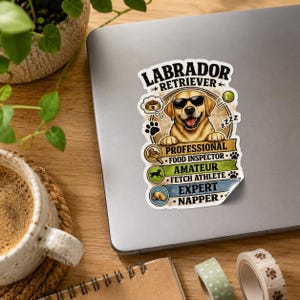 Grappige sticker labrador labrador retriever hondenliefhebber sticker, professionele voedselinspecteur lab sticker, fetch atleet expert Napper cadeau