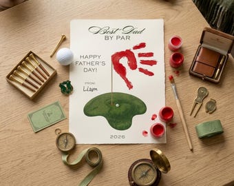 Golf Dad Handabdruck Kunst, Best Dad by Par Printable, Vatertagsgeschenk DIY PDF Instant Download