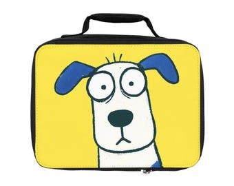 Children's Insulated Lunch Bag, Playful Dog Print, School Snack Bag (9.5″ × 7″ × 2.8″)