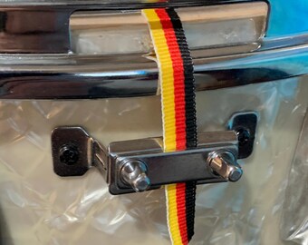 Cinghie per rullante a righe gialle, rosse e nere, 2 paia (4 cinghie) in filo grosgrain da 12 pollici.