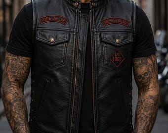 Men's Black Leather Biker Vest Halloween Reaper Skull Motorcycle Gothic Punk Rock Vest Rider Gift Custom Cowhide Waistcoat