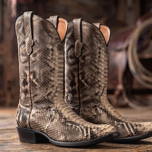 Luxe cowboylaars van leer met slangenprint voor heren - westernlaars
