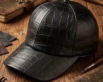 Handmade Crocodile Embossed Leather Baseball Cap – Unisex Luxury Streetwear Hat