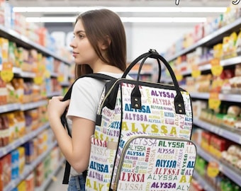 Custom Name Diaper Bag Backpack, Multi-Functional Baby Bag, Mother's Day Gift
