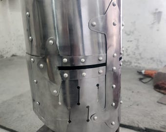 Steel Knight Templar Helmet | Full Face Crusader Armor Replica