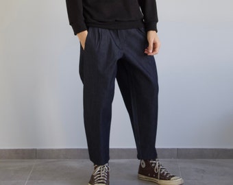 Raw jeans buggy fit with pleats