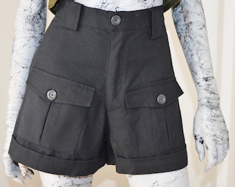 high waist shorts with front pockets
