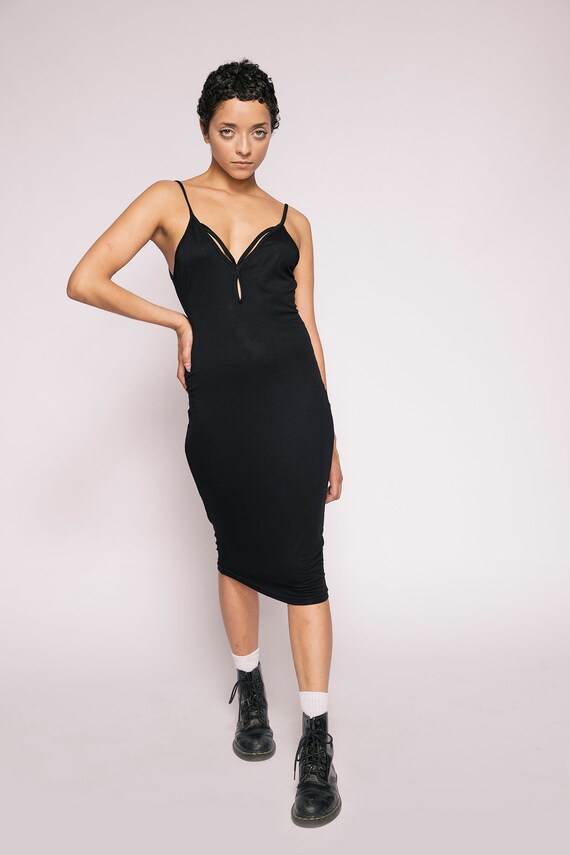 mid length tight black dress