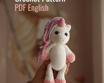 Patron de licorne au crochet — Tutoriel animal en peluche Amigurumi — Cadeau DIY pour chambre d'enfant (PDF numérique)