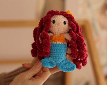 Modèle de sirène amigurumi au crochet, guide de création de poupées marines en peluche (téléchargement PDF)