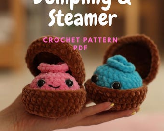 Dumpling & Steamer Crochet Pattern PDF, Squishy Amigurumi, Easy no sew Plushie, Beginner Crochet Tutorial