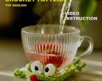Modèle de sous-verre grenouille au crochet avec tutoriel vidéo - PDF numérique sur tapis de thé animal Amigurumi