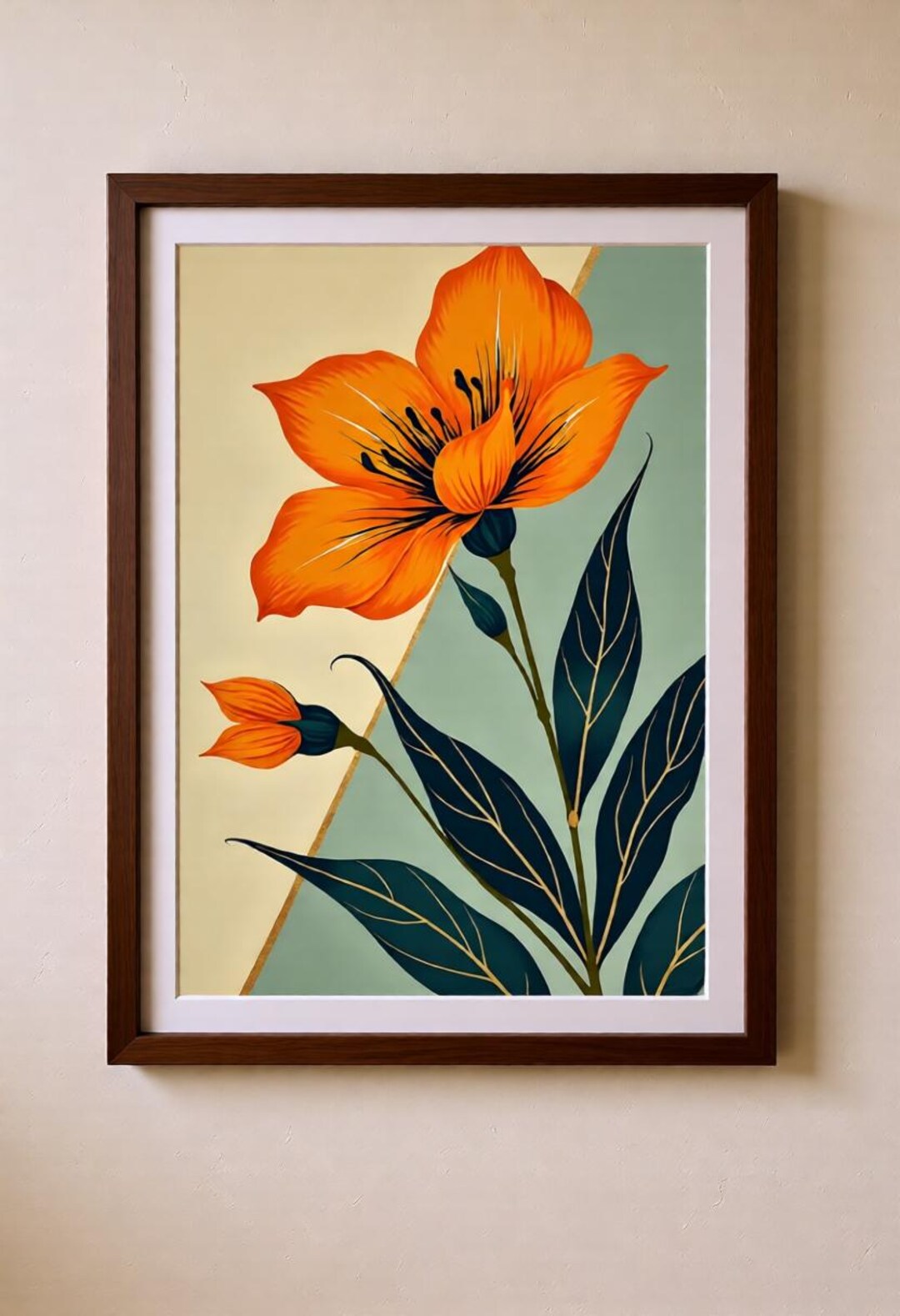 Art Deco Botanical Print | Maximalist Floral Wall Poster for Modern ...