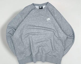 Vintage Nike Mini Swoosh Grey Crewneck Sweatshirt XL | Y2K Sportswear