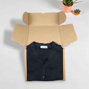 Begagnad Lacoste Ribstickad Kofta Svart | Dam Stickat