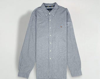 Camisa Oxford vintage Polo Ralph Lauren gris XXL / Camisa clásica abotonada