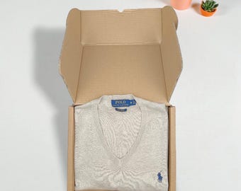 Vintage Polo Ralph Lauren V-Neck Sweater Beige | Classic Knit