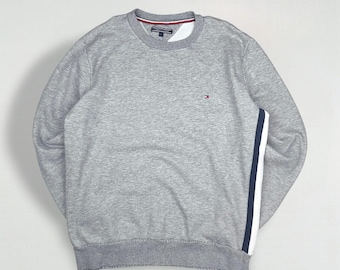 Vintage Tommy Hilfiger Flag Logo Sweatshirt Grey XL Fleece Crewneck