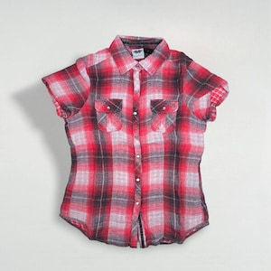 Koszula Harley-Davidson Plaid z krótkim rękawem, czerwono-szara | Damska, casualowa