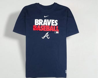 Nike Atlanta Braves Baseball T-Shirt Navy Blue XXL Vintage MLB