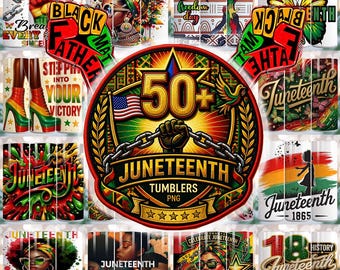 50+ Juneteenth Tumbler Wrap Bundle, Sublimation designs, Juneteenth 20 oz Skinny Tumbler Wrap, Black lives matter png, Juneteenth 1865 Png