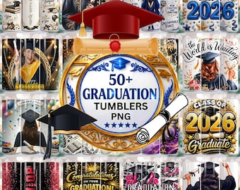 50+ Graduataion Tumbler Wrap Bundle, Senior 2026 Tumbler Wrap, 20oz Skinny Tumbler Sublimation, Graduation Women Png, Class of 2026 Svg