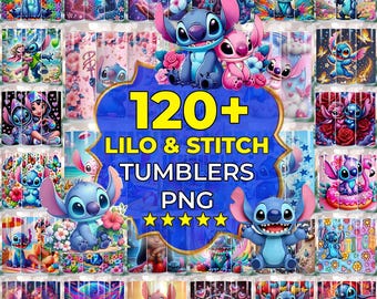 120+ Lilo & Stitch Tumbler png Bundle, Cartoons Tumbler Wrap, Stitch Sublimation Designs, 20oz Skinny Tumbler, Stitch Floral Tumbler wrap