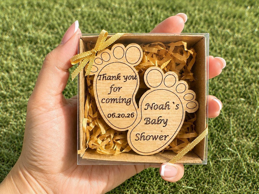 Personalized Baby Shower Favors, Wooden Fridge Magnet Thank You Gifts ...