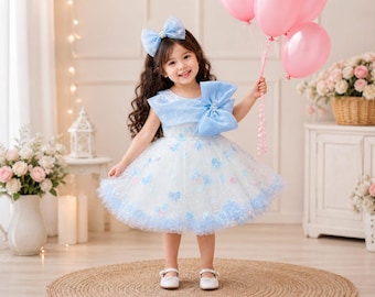 Vestito tutù per bambina, abito da damigella d'onore in tulle stile Elsa - Regalo per il primo compleanno della bambina