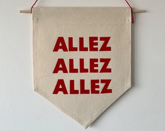 Allez Allez Allez Handmade Wall Banner | Pennant Flag - Liverpool Inspired