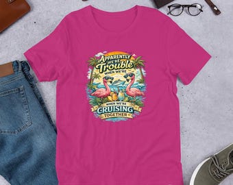 T-shirt de croisière Flamingo, vêtements de vacances tropicaux drôles