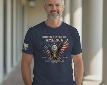 USA 250th Anniversary Eagle T-Shirt, Independence Day Patriotic American Flag Shirt