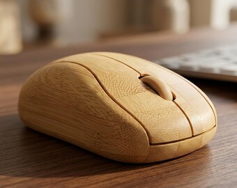 Wooden Wireless Mouse, Ergonomic Natural Wood Office Accessory, 2.4GHz USB PC Laptop Mouse