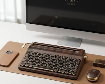 Retro Wireless Mechanical Keyboard, Wood Grain Design, RGB, QMK/VIA, Hot-Swappable, Bluetooth/2.4G