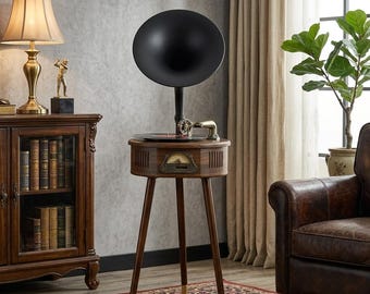 Classic Gramophone Record Player, Bluetooth Turntable, 3-Speed Phonograph, Music Room Decor