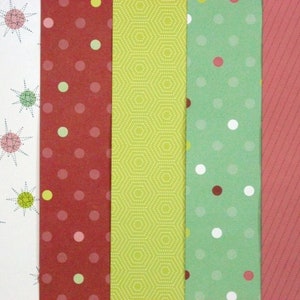 Paquete de papel para álbumes de recortes, 5 hojas diferentes, 6 3/4" x 4 1/4" cada una, Colorbok, colores navideños, lunares, hexágonos, sin abrir