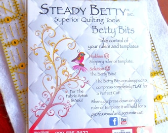 Betty Bits, Superior Quilting Tools, Steady Betty, Inc., Attach to Rulers, Prevent Ruler Slipping, Adhesive Backed, 20 Bits, NIP, Unopened