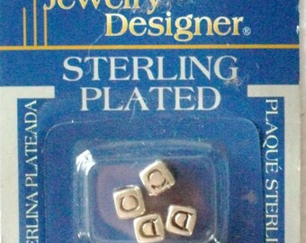 Sterling Plated Alphabet Cube C and D Beads-Letters C & D-5mm-Cubed-Letter on all 4 Sides-Lot of 4-2 "C" Beads-2 "D" Beads-Darice-Unopened