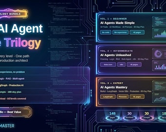 Trilogía de la Biblia del Agente de IA / Paquete de Automatización de IA para Principiantes y Expertos (PDF)
